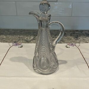 Ornate Clear Glass Vinegar and Oil Decanter